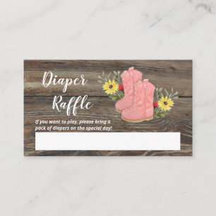 Little Cowgirl Bootie Baby Shower Diaper Raffle En Enclosure Card