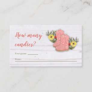 Little Cowgirl Bootie Baby Shower Raffle Guess Enclosure Card