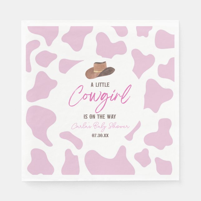Little Cowgirl Cow Girl Rodeo Western Baby Shower Napkin (Front)