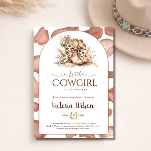 Little Cowgirl Cow Print Western Girl Baby Shower Invitation