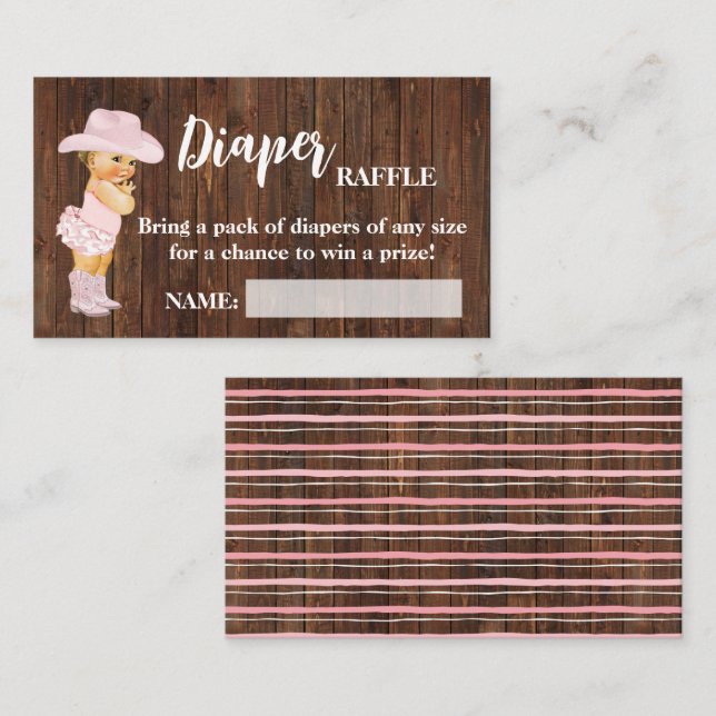 Little Cowgirl Diaper Raffle Ticket Baby Shower (Front/Back)