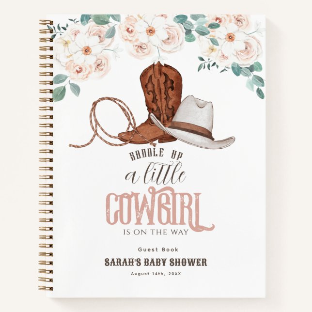 Little Cowgirl Floral Baby Shower Guest Book (Front)