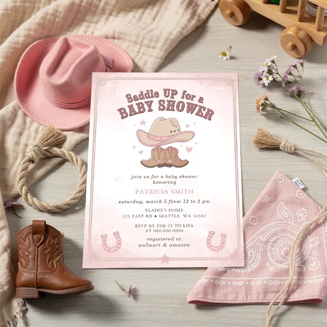 Little Cowgirl Is On The Way girl Baby Shower Invitation (Little Cowgirl Is On The Way girl Baby Shower Invitation)