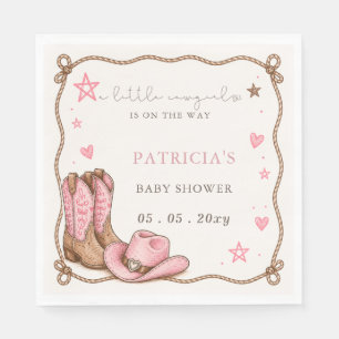 Little Cowgirl Is On The Way girl Baby Shower Napkin
