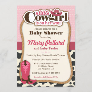 Little Cowgirl Modern Girl Baby Shower Invitation