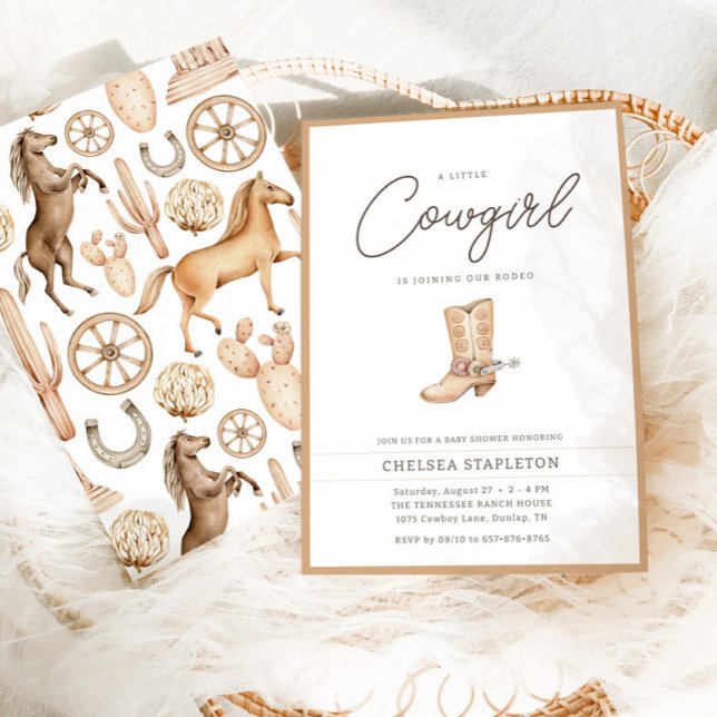 Little Cowgirl Modern Western Rodeo Baby Shower Invitation (Creator Uploaded)