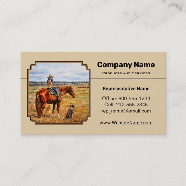 Little Cowgirl on Cattle Horse Business Card (Front)
