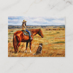 Little Cowgirl on Cattle Horse Business Card