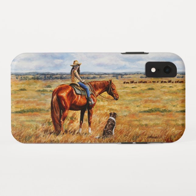 Little Cowgirl on Cattle Horse Case-Mate iPhone Case (Back (Horizontal))