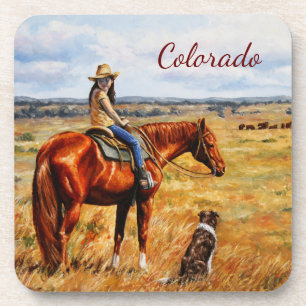 Little Cowgirl on Cattle Horse Colorado Coaster