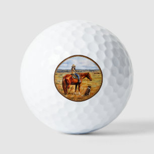 Little Cowgirl on Cattle Horse Golf Balls