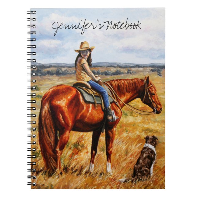 Little Cowgirl on Cattle Horse Notebook (Front)