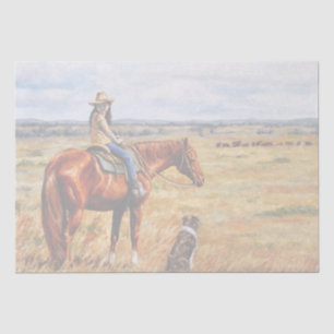Little Cowgirl on Cattle Horse Tissue Paper