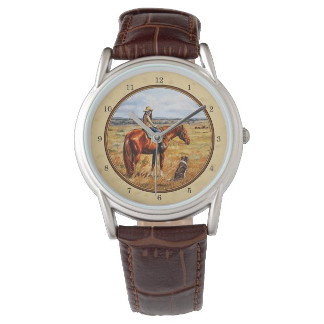 Little Cowgirl on Cattle Horse Yellow Watch (Front)