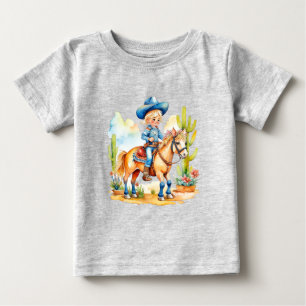 Little Cowgirl on Horse in SW Scene Baby T-Shirt