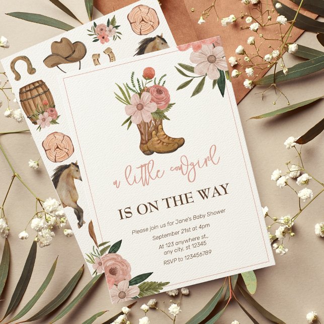 Little Cowgirl on the Way Baby Shower Invitation (Creator Uploaded)