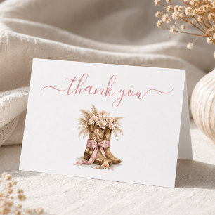 Little Cowgirl On The Way Girl Baby Shower Thank You Card