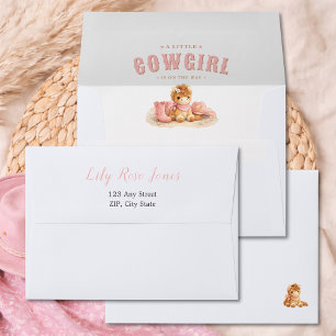 Little Cowgirl On The Way Pink Baby Shower Envelope