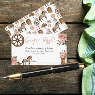 Little Cowgirl On Way Baby Shower Diaper Raffle  Enclosure Card