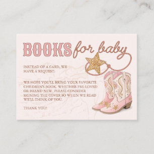 Little Cowgirl Pink Baby Shower Books for Baby Enclosure Card