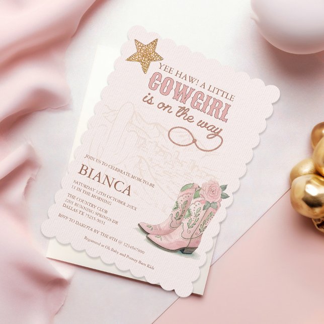 Little Cowgirl Pink Baby Shower Invitation (Creator Uploaded)
