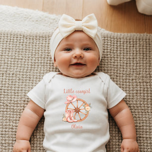 Little Cowgirl Pink Boots Personalised Newborn Baby Bodysuit