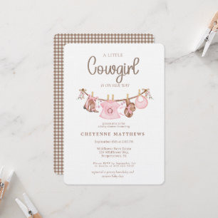 Little Cowgirl Pink Clothesline Baby Shower  Invitation