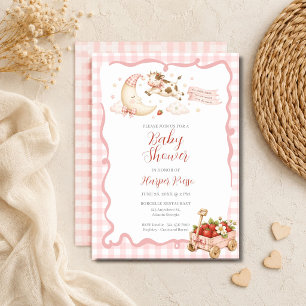 Little Cowgirl Pink Gigham Baby Shower Invitation