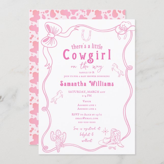 Little Cowgirl Pink Girl Baby Shower Invitation (Front/Back)