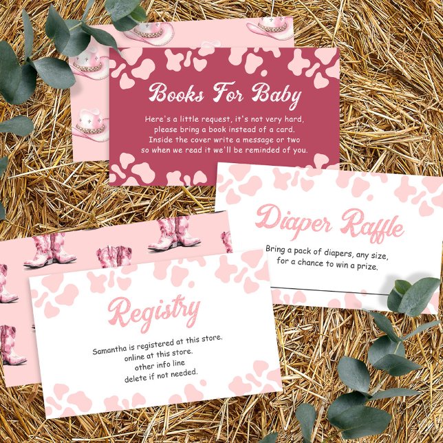 Little Cowgirl pink Rodeo Books Baby Shower Enclosure Card (Creator Uploaded)