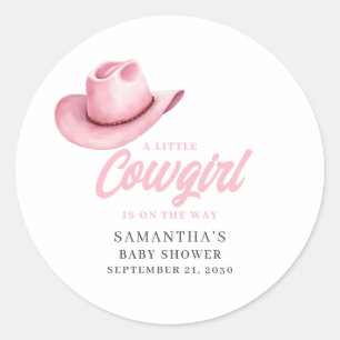 Little Cowgirl Pink Western Baby Shower Classic Round Sticker