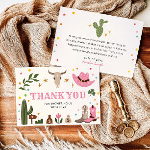 Little Cowgirl Pink Western Baby Shower Thank You Card