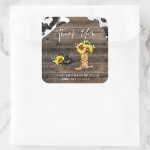 Little Cowgirl   Western Baby Shower Favour Square Sticker