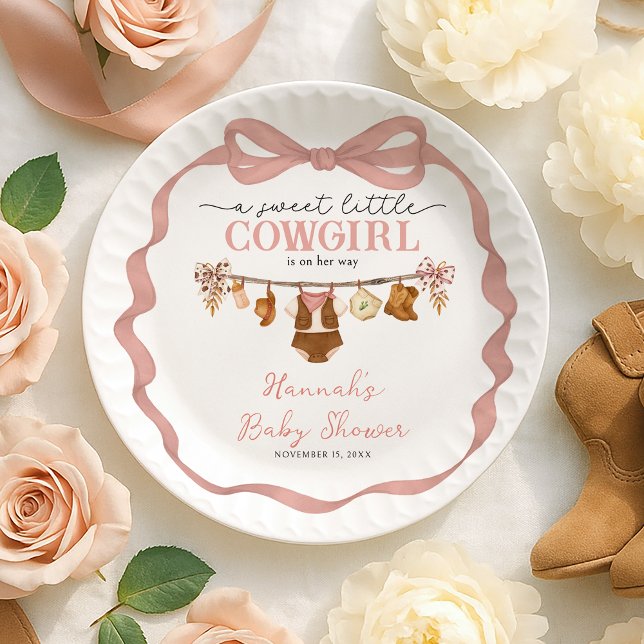 Little Cowgirl Western Baby Shower Paper Plate (Creator Uploaded)
