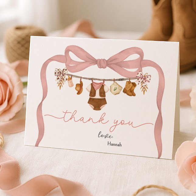 Little Cowgirl Western Baby Shower Thank You Card (Creator Uploaded)