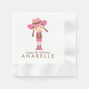Little Cowgirl Western Birthday Party Napkin
