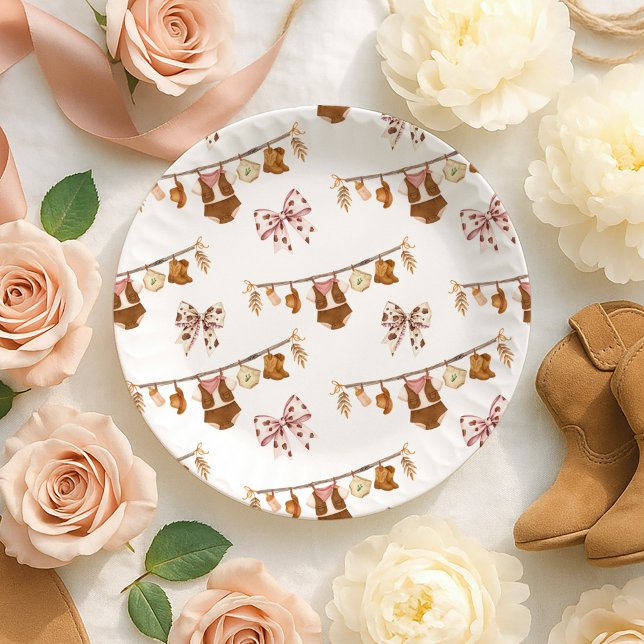 Little Cowgirl Western Clothes Baby Shower Paper Plate (Creator Uploaded)