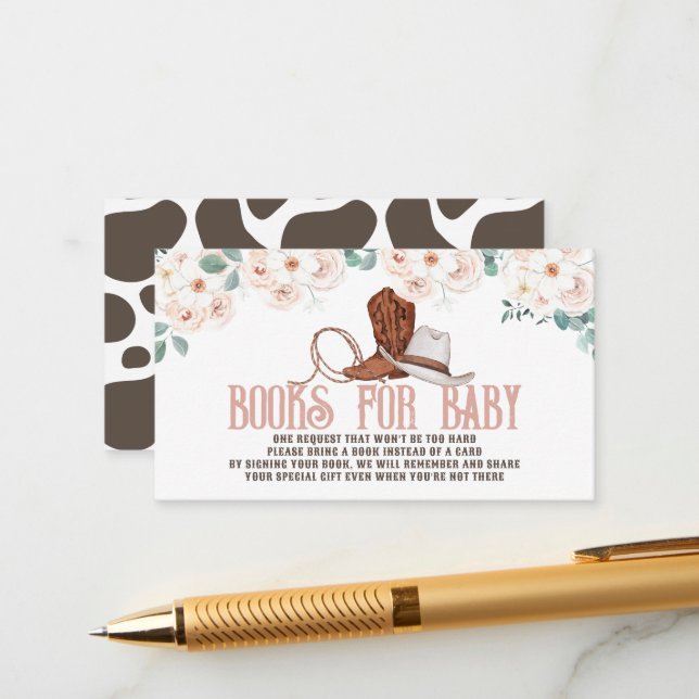 Little Cowgirl Western Floral Books for Baby Enclosure Card (Front/Back In Situ)