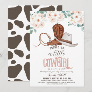 Little Cowgirl Western Floral Girl Baby Shower Invitation