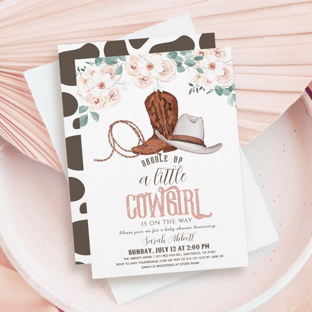 Little Cowgirl Western Floral Girl Baby Shower Invitation (Creator Uploaded)