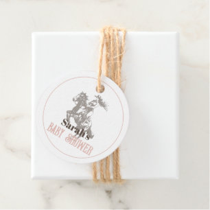 Little Cowgirl Western Pink Girl Baby Shower Favour Tags