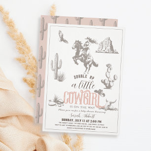 Little Cowgirl Western Pink Girl Baby Shower Invitation