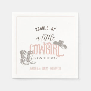Little Cowgirl Western Pink Girl Baby Shower Napkin