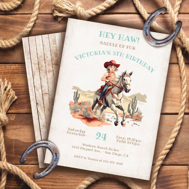 Little Cowgirl Western Pony Birthday Party Invitation (Creator Uploaded)