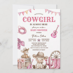 Little Cowgirl Wild West Baby Shower Invitation