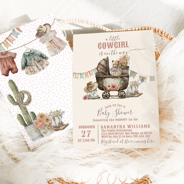 Little cowgirl Wild West Boho Baby Girl Shower Invitation (Creator Uploaded)