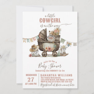 Little cowgirl Wild West Boho Baby Girl Shower Invitation
