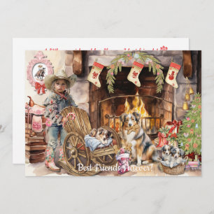 Little Cowgirl with her BFFurever Holiday Card