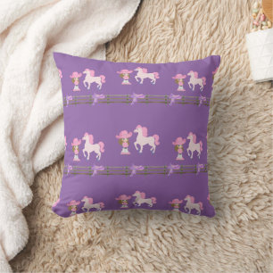 Little Cowgirl With Horse and Saddle Personalise Cushion