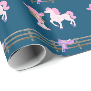 Little Cowgirl With Horse And Saddle Wrapping Paper